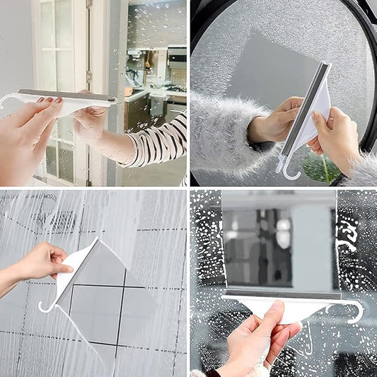 Tiny Bathroom Shower Mirror Squeegee with Hanging Hook, Silicone Mini Kitchen Countertop Squeegee, Water Wiper Scraper Cleaner Tool for Cleaning Sink, Counter, Tiles, Handy Window Glass Water Blade