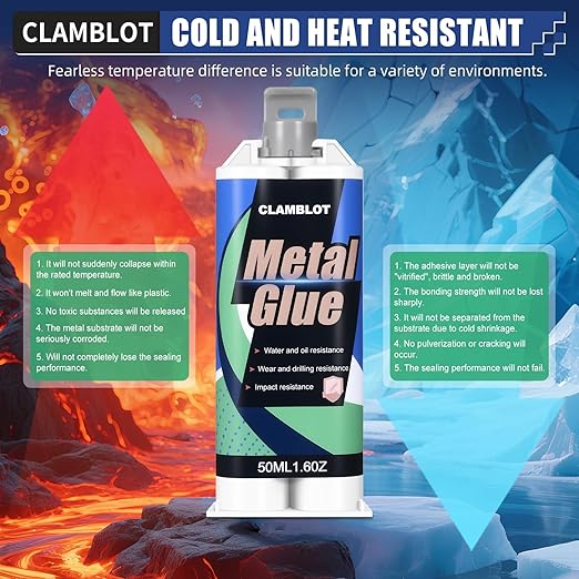 2-Pack Heavy Duty Metal Glue & Steel Epoxy - (1.76oz x 2) Waterproof Liquid Weld, Strongest Adhesive for Multiple Surfaces: Plastic, Ceramic, Pipe Leak Sealer, Cold Welding Repair Kit