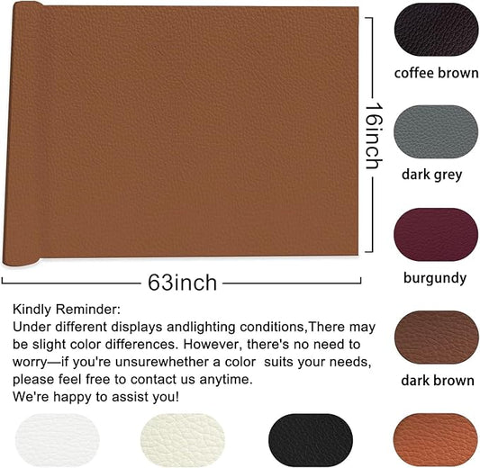 Leather Repair Patch Tape,16x63 inch Self Adhesive Leather Patches for Furniture,Vinyl Repair Kit for Couches,Car Seats,Sofas,Office Chairs,Light Brown