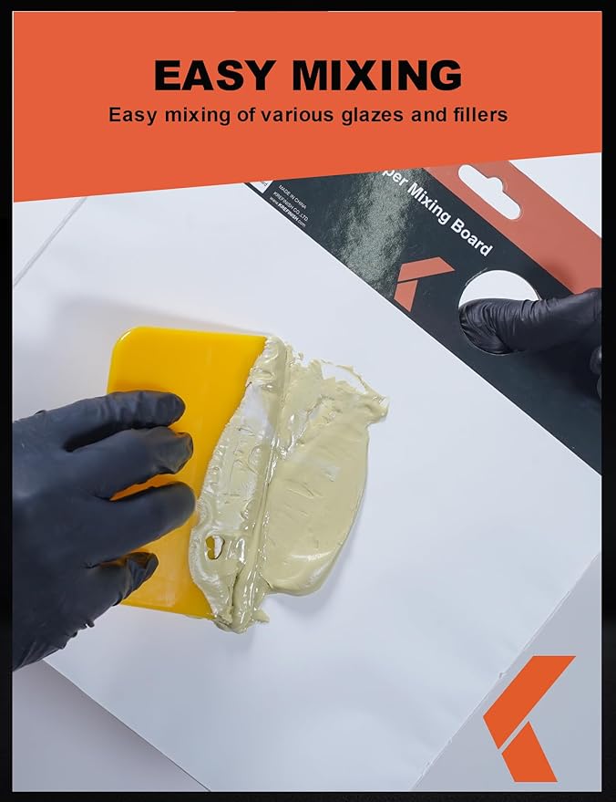 KREFINISH Body Filler Spreaders (Pack of 100) - 3" Yellow Reusable Plastic Spreader for Automotive Fillers, Putties, Glazes, Caulks and Paint
