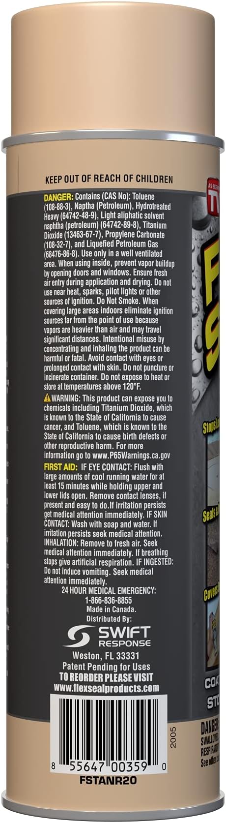 Flex Seal, 14 oz, Almond, Stop Leaks Instantly, Waterproof Rubber Spray On Sealant Coating, Perfect for Gutters, Wood, RV, Campers, Roof Repair, Skylights, Windows, and More