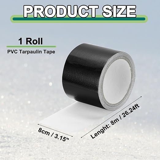 PATIKIL Awning Repair Tape 3-1/8" x 26ft Waterproof Canvas Tape High Adhesive Tear Repair Patch Kit for PVC Tarpaulin Tent Awning Fabric RV Sail Boat Cover, Black