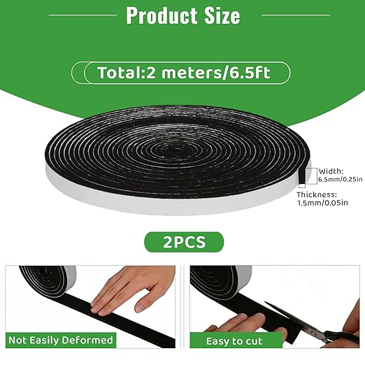 High Density Foam Tape - 1/4'' x 1/16'' x 26Ft Weatherproof Adhesive Prevent Condensation Heat Resistant Flame Retardant Weather Stripping Easy to Cut & Install & Remove for Car Doors Pipes Windows