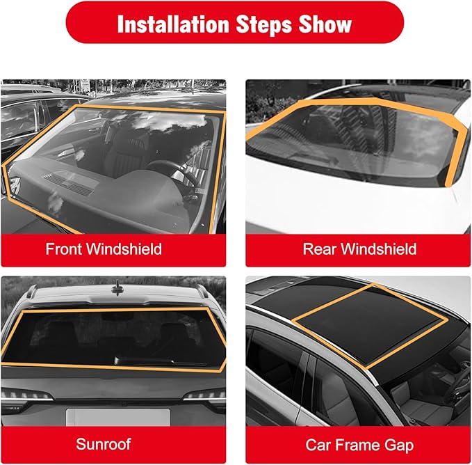 16.4Ft T Shape Sunroof Sealing Strip Windshield Rubber Seal Car Weather Stripping Trim for Car Front Rear Windshield, Molding,Tailgate Adhesive Rubber Seal Strip (30mm)