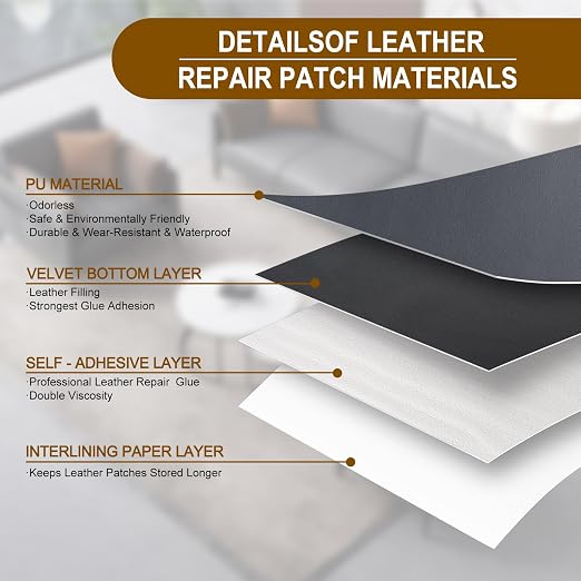 Leather Patches for Furniture,Self Adhesive Leather Repair Patch,Leather Patch Tape kit for Couch,Car Seat,Motorcycle seat,Loveseat