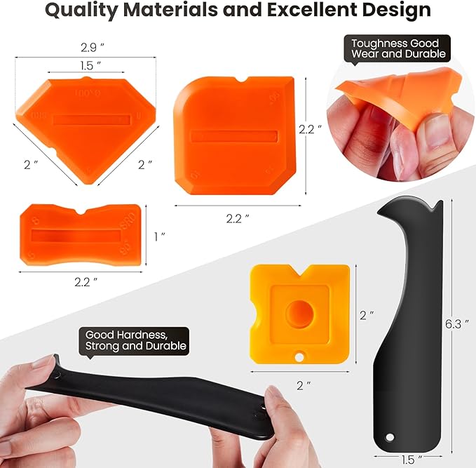 3 in 1 Silicone Caulking Tools(Stainless Steelhead), 12pack, Caulk Remover Tool Kit with Replace Silicone Padsgood Pads and Caulk Finishing Tools, Caulking Tool Kit for Kitchen, Bathroom