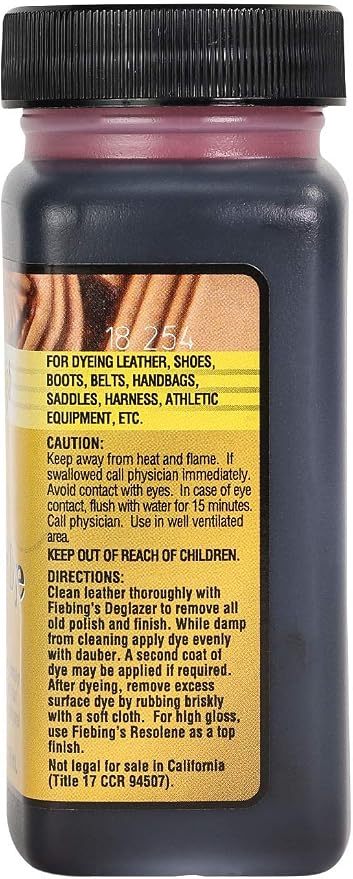 Fiebing's Leather Dye (4 Fl Oz, Mahogany) - Alcohol-Based, Penetrating, Permanent Dye for Shoes, Boots, Belts, Bags, Furniture - Includes Wool Dauber Applicator - Recolor & Restore Leathercraft