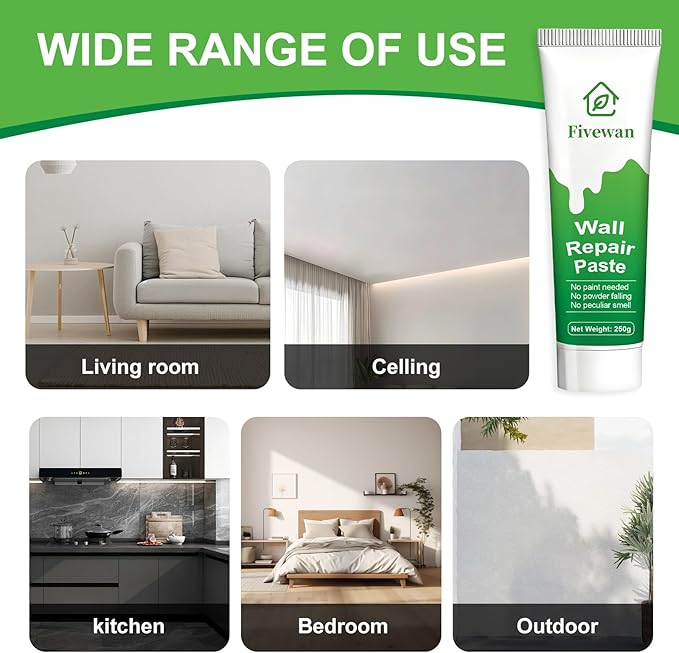 Fivewan Drywall Repair Kit, Wall Mending Agent, Wall Patch Repair Kit with Scraper, Simple Filling of Wall Holes&Efficient Crack Repair