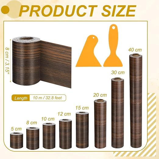 PATIKIL Wood Grain Repair Tape, 3" x 33' Self Adhesive Realistic Wood Tape with Scraper Durable Repair Patch for Furniture Floor Window Door Table DIY Home Decor, Jet Black Wood Grain