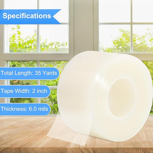 Window Sealing Tape Weather Stripping Tape 2 Inch x 35 Yards Residue Free Clear Window Insulation for Shower Glass Gaps and Doors Seal Windproof Tape (2 Inch x 35 Yards)
