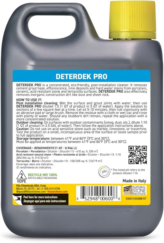 FILA Surface Care Solutions, DETERDEK PRO Cementitious Grout Haze Remover, Effective Against Rust Stain, 1 QT