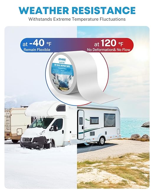 Kohree RV Sealant Tape, 6 Inch x 50 Foot RV Roof Tape White, UV Resistant, Weatherproof Repair Sealant Tape for RV, Boat Sealing, Truck Stop Camper Roof Leaks