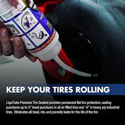 Premium Heavy Duty Tire Sealant - Permanent Flat Tire Protection for Trailer and Off Road Tires - Maintain Air Pressure, Balance - Seal Punctures, Bead, Rim, Tire Weathering Leaks (32 oz)