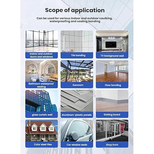 L-995 Waterproof Sealant 9900, 500g/700g Glass Glue Strong Waterproof Sealant Outdoor Wall Crack Repair Glue 995 High Viscosity Sun Protection, All Purpose Super Bonding Structural Sealant (White*1)