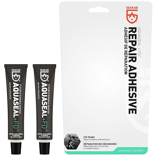 GEAR AID Aquaseal FD Flexible Durable Repair Adhesive for Fixing Tears and Holes in Waders, Wetsuits, PVC Inflatables, Vinyl and Outdoor Gear, Dries Clear, 0.75 oz, 2 Pack