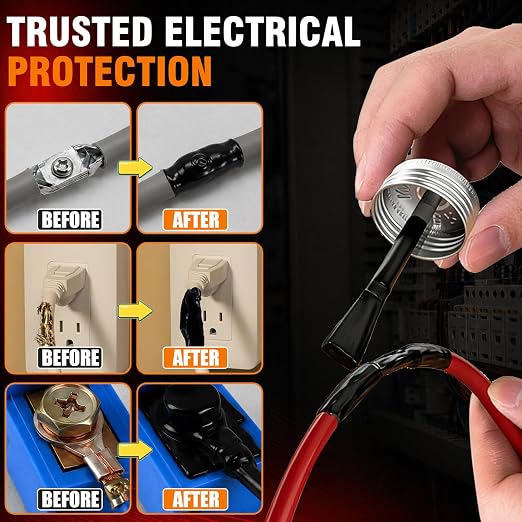 Liquid Electrical Tape, Black Insulating Electrical Tape with Brush, Quick-Dry Waterproof Liquid Tape for Wires, Cables, Connectors, Outdoor & Automotive Electrical Equipment, Heat Resistant