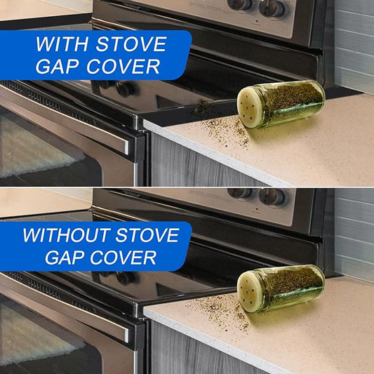 Silicone Stove Counter Gap Cover (2 Pack),Easy Clean Heat Resistant Wide & Long Kitchen Stove Gap Filler,Seals Spills Between Counters, Oven, Stovetops, Washing Machines, Washer, Dryer(30 in, Black)
