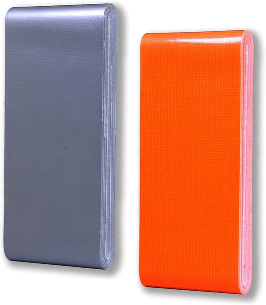 Travel Size Duct Tape Colors 2-Pack (Silver & Neon Orange) - Pocket Size Flat Mini Roll - for Repairs Outdoors Emergency Crafts - 1.88 inch x 5 Yards per Pack