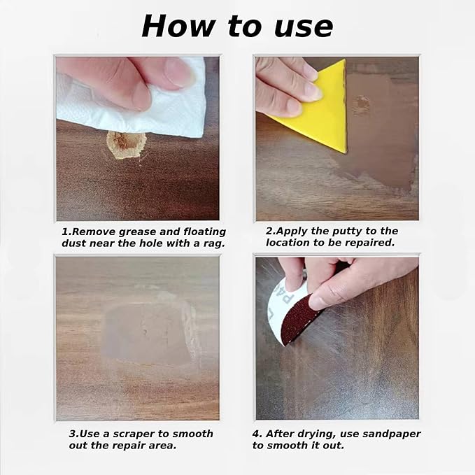 Wood Filler Putty,9.87 oz White Wood Filler Stainable and Paintable,Wood Putty,Wooden Repair Kit for Quickly Repair Any Breaks,Cracks, Chips and Defects in Wooden Furniture,Easy to Use and Sand