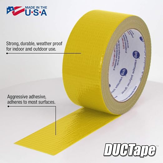 IPG JobSite DUCTape, Colored Duct Tape, 1.88" x 20 yd, Yellow (Single Roll)