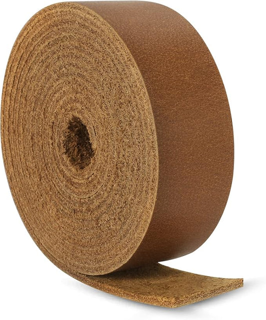 Ringsun 1 Inch Wide Flat Leather Straps for Crafts, Full Grain Leather Strips Cord String for Crafts, Tooling (2mm Thick 72.5 Inches Long Bourbon Brown)