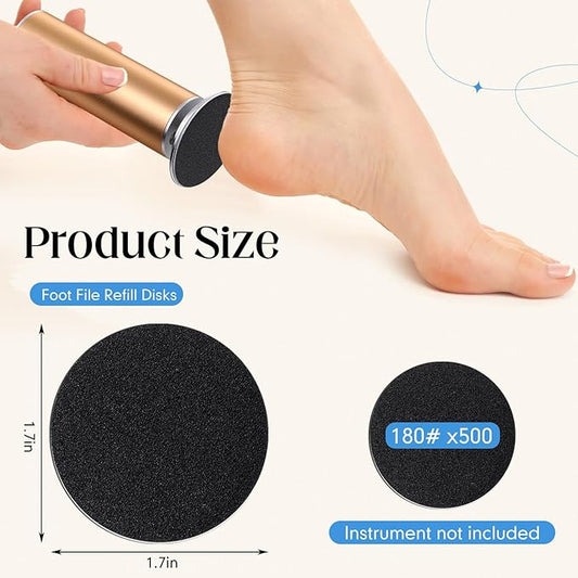 Gisafai 500 Pcs Sanding Replacement Pad Sandpaper Disk for Electric Foot File Callus Remover Tool Foot File Disc for Men Women Cracked Heels Dead Skin (180grit)
