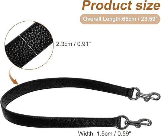 uxcell 25.59 Inch PU Leather Short Bag Strap with Clasp, Purse Handles Handbags Replacement Straps for Clutch Bag Underarm Bags, Black, Grey Buckle