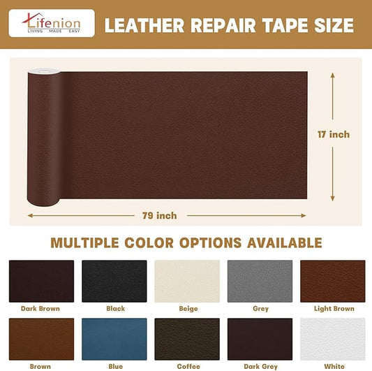 Leather Repair Patch, 17X79 Inch Self Adhesive Leather Repair Tape, Large Vinyl Patch Kit for Couches, Sofa, Furniture, Car Seats, Office Chairs, Cabinets, Handbags(White, 17X79 Inch)