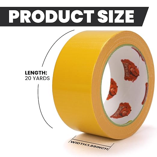TAPEBEAR Yellow Duct Tape Heavy Duty 1.88" x 60FT, Strong Tough Utility Ducting Tape Waterproof, No Residue, Flexible, Hand Tear Binding Tape for DIY, Bundle, Patch, Protect & Repair, 3Rolls