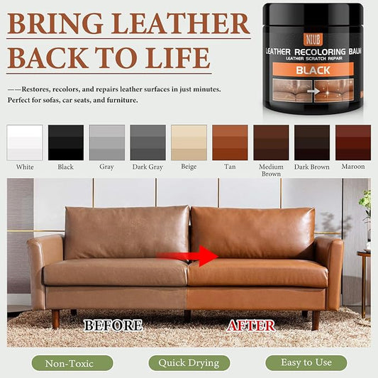 Leather Recoloring Balm Leather Color Restorer Scratch Repair Leather Paint for Furniture Couches Leather Dye and Scratched Leather with Leather Conditioner, Beige