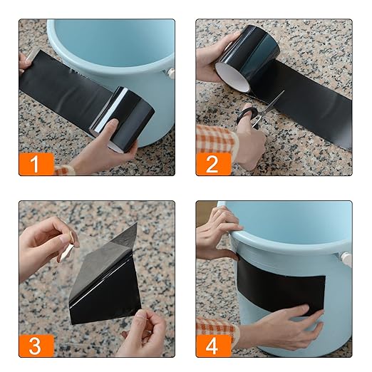 HARFINGTON Waterproof Patch Seal Tape 4" x5' Leak Repair Tape for Plastic Bucket/Basin Hoses Duct Pipes, Black
