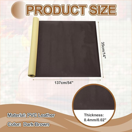 MECCANIXITY Leather Repair Patch 14"x54" Self-Adhesive Leather Vinyl Repair Tape Kit for Furniture Couches Sofa Chair Car Boat Seats Jackets, Dark Coffee
