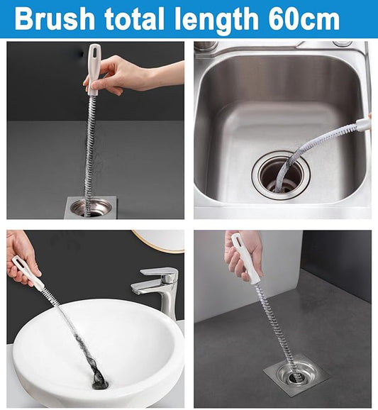 Cleaning Brush Kit, Flexible Drain Cleaning Brush, Drain Hair Removal Tool, Cleaner Brush for Bathroom, Toilet Rim, Sewer Drain, Tile Grout, Sink, Crevice, Pipe
