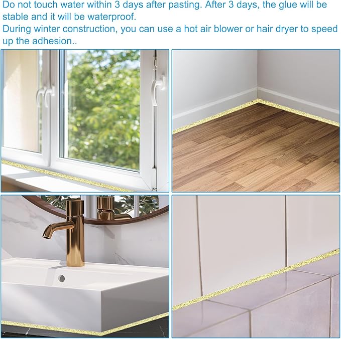 PATIKIL Caulking Trim Strip, 20 Ft Corner Peel and Stick Wall Molding Edging Waterproof Self-Adhesive Trim Caulk Strip for Ceiling Countertop Toilet Tile Tub, White