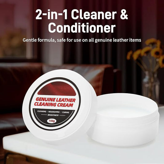 Leather Cleaner Cream & Repair Cream, Leather Cleaner and Conditioner for Car Seats and Interiors -Use on Repair Conditioning Salve for Furniture,Couches,Car Interiors,Shoes,Purse Bags (150g)