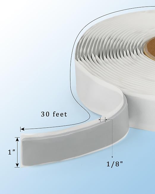 X-Haibei RV Butyl Seal Tape 1/8" X 1" X 30' Gray, RV Butyl Rubber Sealant Tape,Leak Proof Putty Tape for RV Repair, Window Sealing, Boat Sealing, Glass and EDPM Rubber Roof Patching