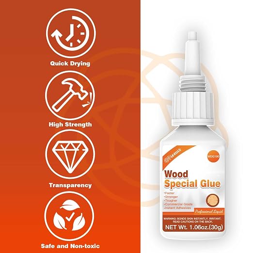 Wood Glue Strong, 30g Waterproof Wood Adhesive for Furniture Repair, Fast Drying Wood to Wood Glue for Woodworking, DIY Crafts, Oak & Hardwoods, Indoor/Outdoor Use