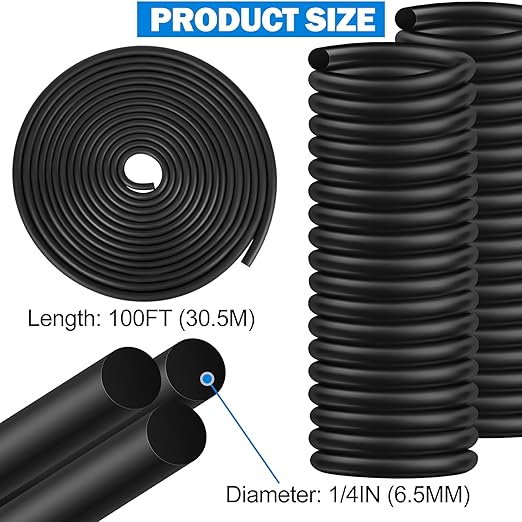MYFAMIREA 100FT Backer Rod 1/4 Inch EPDM Rubber Caulk Saver Weather Strip Seal Concrete Expansion Joint Filler for Gaps and Joints, Black