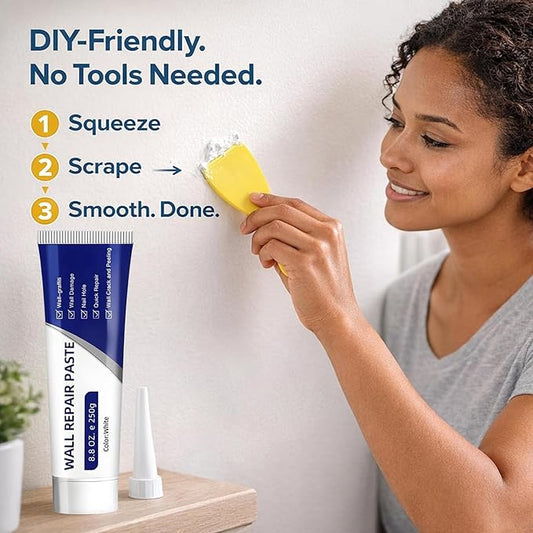 Efficient Drywall Repair Kit with Scraper, 2026 Upgrade Quick Drying Wall Mending Agent for Holes & Cracks, Multi-Functional Drywall Patch Paste Repair Kit for DIY Home Fix