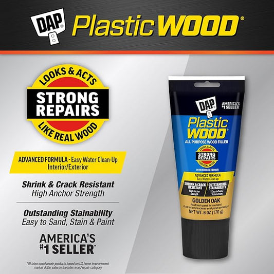 DAP 582 Series 00582 6oz Gold Latex Plastic Wood, 6 OZ, Golden Oak