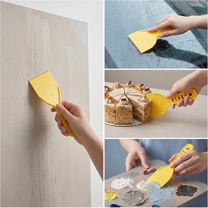 3 Sizes Adhesive Spreader Plastic Notch Trowel Flexible Putty Knife Paint Scraper Adhesive Barrier Spreader Applicator Tool for Spackling Automotive Body Fillers Putties Glazes Caulk