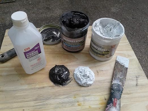 PC Products PC-Masonry Epoxy Adhesive Paste, Two-Part Repair, 8 oz in Two Cans with Mixing Tool, Gray (70024)