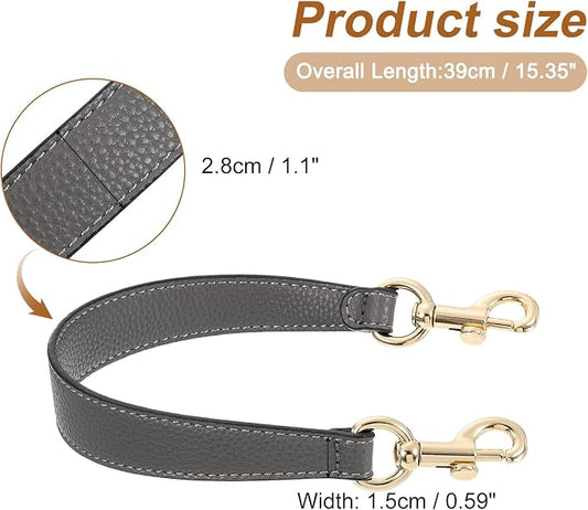 uxcell 14.17 Inch PU Leather Short Bag Strap with Clasp, Purse Handles Handbags Replacement Straps for Clutch Bag Underarm Bags, Grey, Gold Buckle