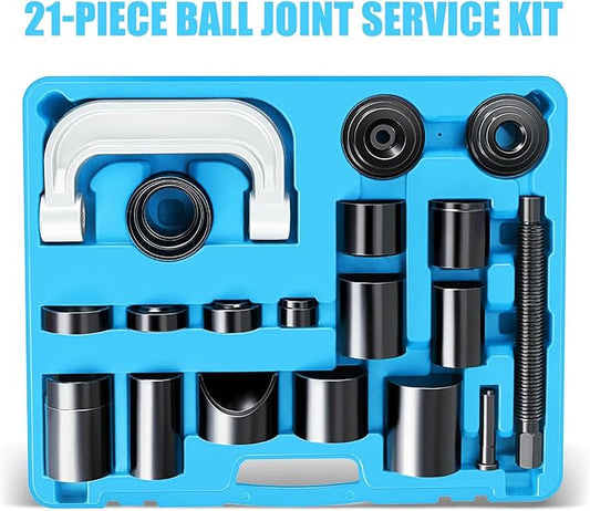 DNA Motoring 21pcs Universal Ball Joint Service Repair Remover Installer Adapter Tool Kit for Most 2WD 4WD Cars Pickups Vans SUVs, Blue, TOOLS-00314