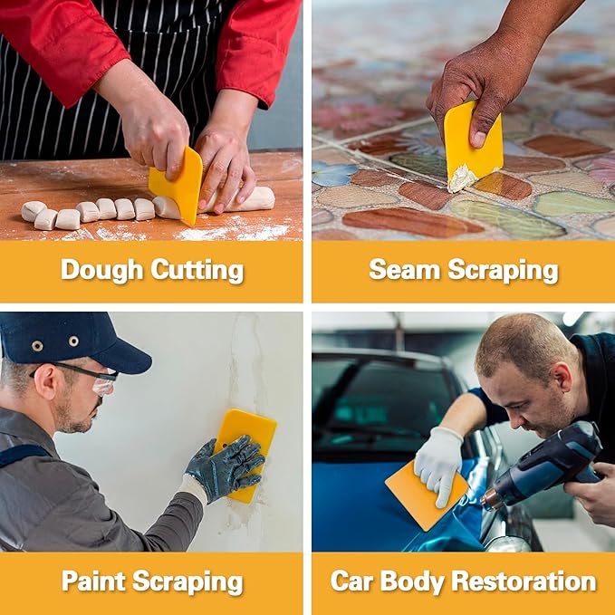 Body Filler Spreaders (Pack of 15) - 4, 5, 6 Inch Reusable Auto Body Plastic Filler Spreader Tool for Automotive Body Applying Fillers, Putties, Glazes, Caulks - Autobody Paint Repairs