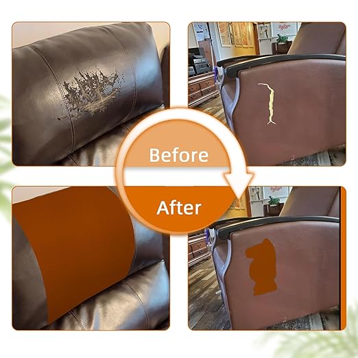 BSZHTECH Leather Repair Tape, Self-Adhesive Leather Repair Patch for Couch Furniture Sofas Car Seats, Advanced PU Vinyl Leather Repair Kit(Brown, 3.9 X 79 inch)