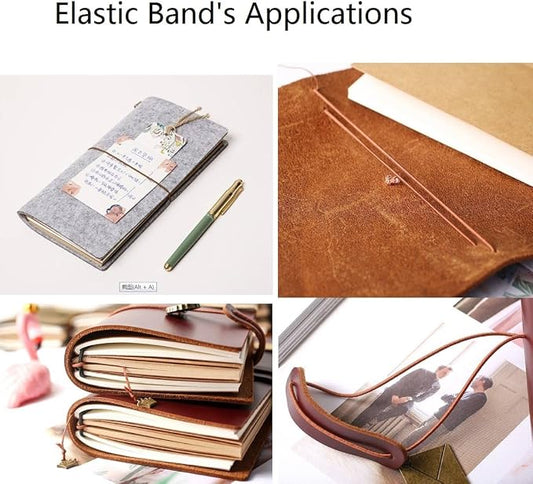 8 pcs Elastic Bands for TN Traveler Notebook,8.8 Yard Elastic Rubber Cords with 8 Decorative Toggles DIY Repair Kit for Refillable Leather Traveler's Journal