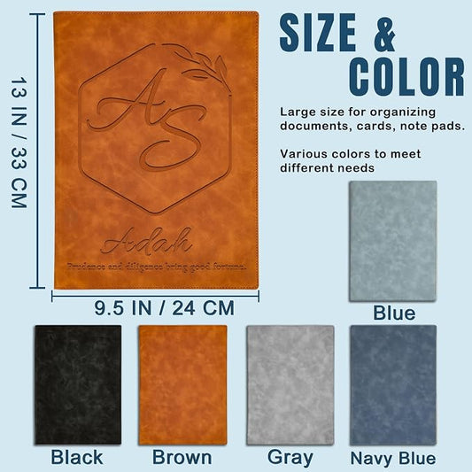 Personalized Leather Padfolio with Engraved Text/Name Customized Faux Leather Portfolio for Schools, Conferences, Corporate Offices