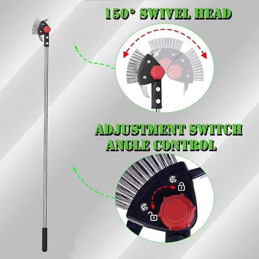 BARAYSTUS Crack Weeder Long Handle 3-in-1 Adjustable Crevice Cleaning Tool with Stainless Steel Weed Brush with 2 Scrapers Weed Puller Tool for Driveway, Patio Sidewalk to Remove Moss Weeds Dirt