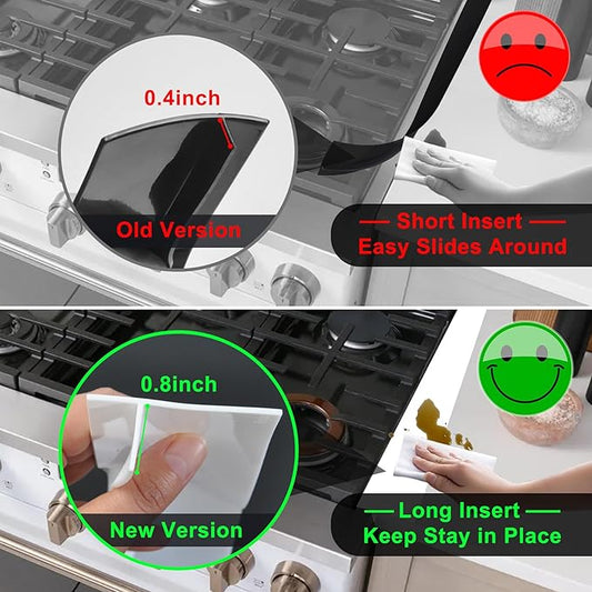 Silicone Stove Counter Gap Cover Kitchen Counter Gap Filler by Kindga 25" Long Gap Filler Sealing Spills Between Kitchen Appliances Washing Machine and Stovetop, Set of 2 (White)